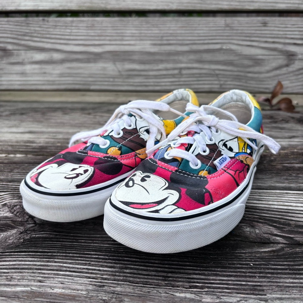 Vans womens disney mickey and friends lace up sneakers red 6.5